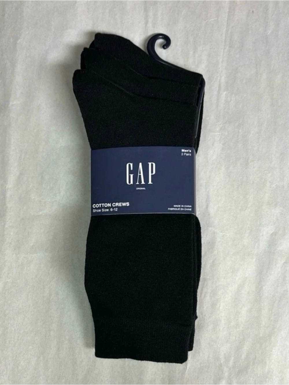 New Gap Socks Men’s 3 Pair Black Cotton Crews Business Casual Dress Preppy Socks